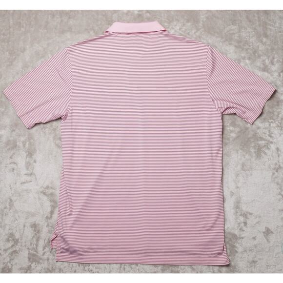 Peter Millar Pink Black Striped Summer Comfort Polo Shirt Mens Size XL - Picture 2 of 15